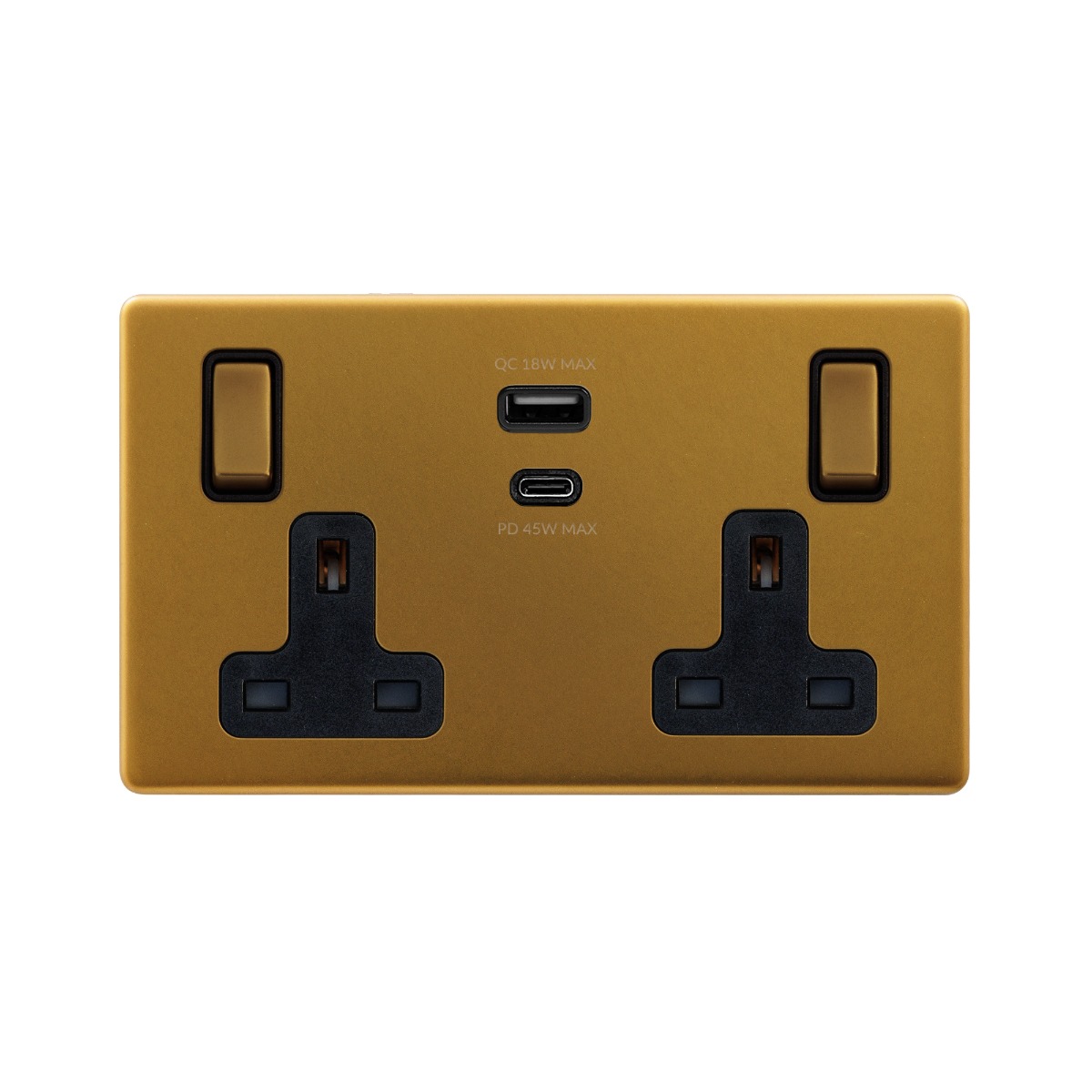 Usb Socket Gold Model Antique Gold 13A 2 Gang Super Fast Charge 45W USB A+C Socket