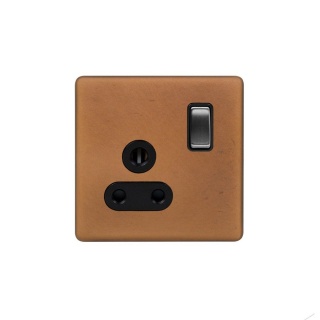 Fusion Antique Copper & Brushed Chrome 5 Amp Socket with Switch Screwless
