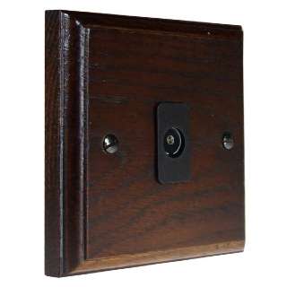 Classic 1Gang TV Co-Axial Non Isolated Socket in Dark Oak