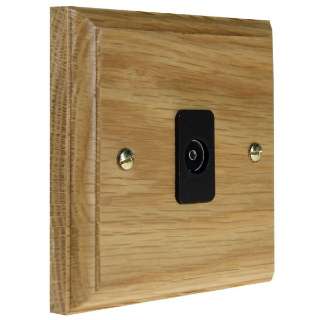 Classic 1Gang TV Co-axial Non Isolated Socket in Solid Oak