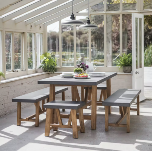 Chilson Table and Bench Set, Small - Cement Fibre