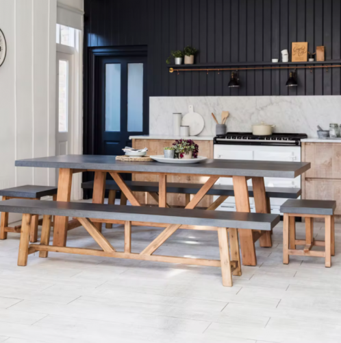 Chilson Table and Bench Set, Large - Cement Fibre