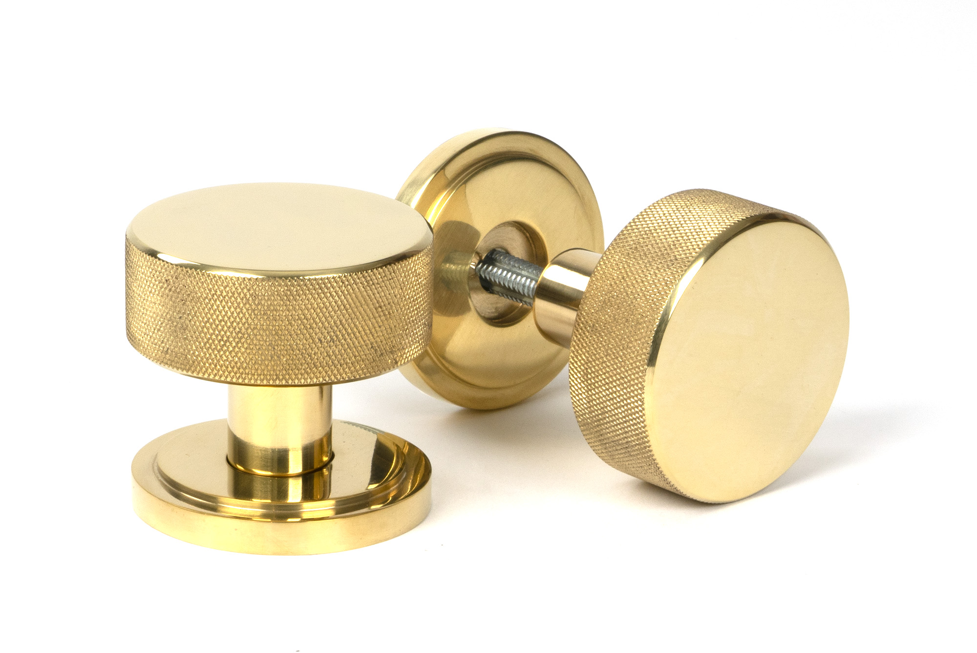 Polished Brass Brompton Mortice/Rim Knob Set Knob (Art Deco)