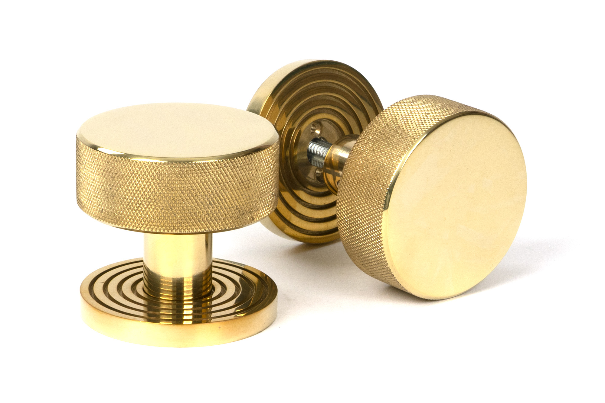 Polished Brass Brompton Mortice/Rim Knob Set Knob (Beehive)