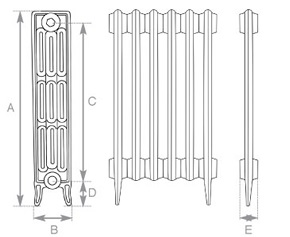 Victorian 4 Cast Iron Radiator 810mm Spec