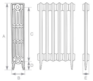 Victorian 6 Cast Iron Radiator 625mm Spec