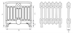 Victorian 9 Cast Iron Radiator 330mm Spec